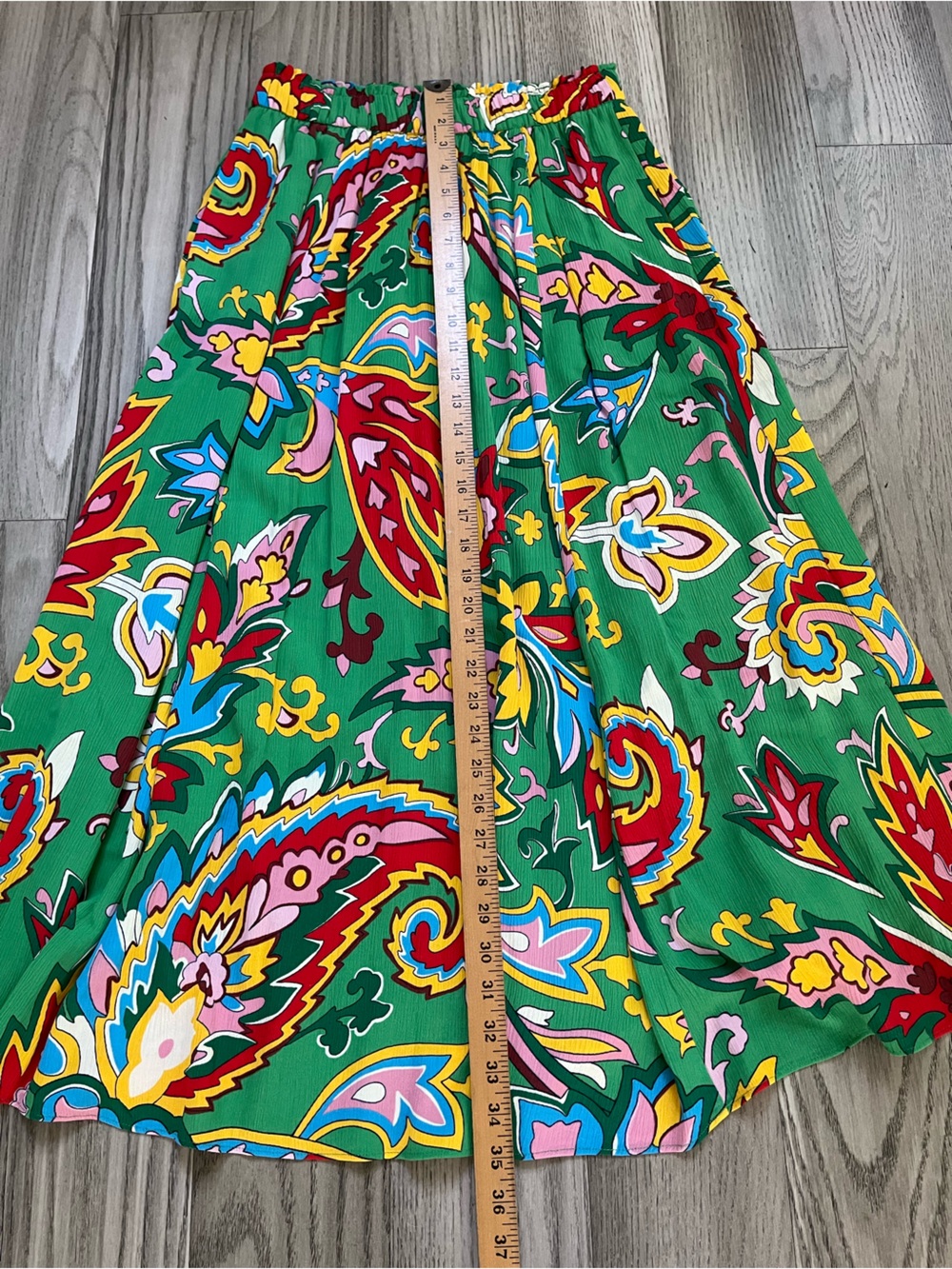 NWOT BODEN Crinkle Midi Skirt, Green, Paisley Azure Size 4R - Picture 10 of 10